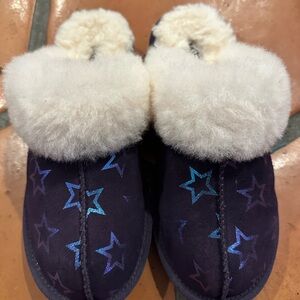 UGG Kids Slippers with Star Design - Purple and Cream